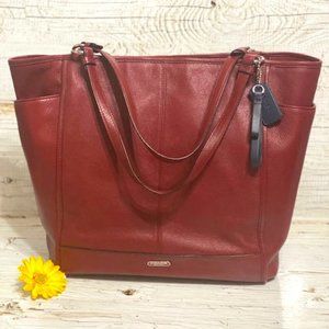 Coach dark red leather tote